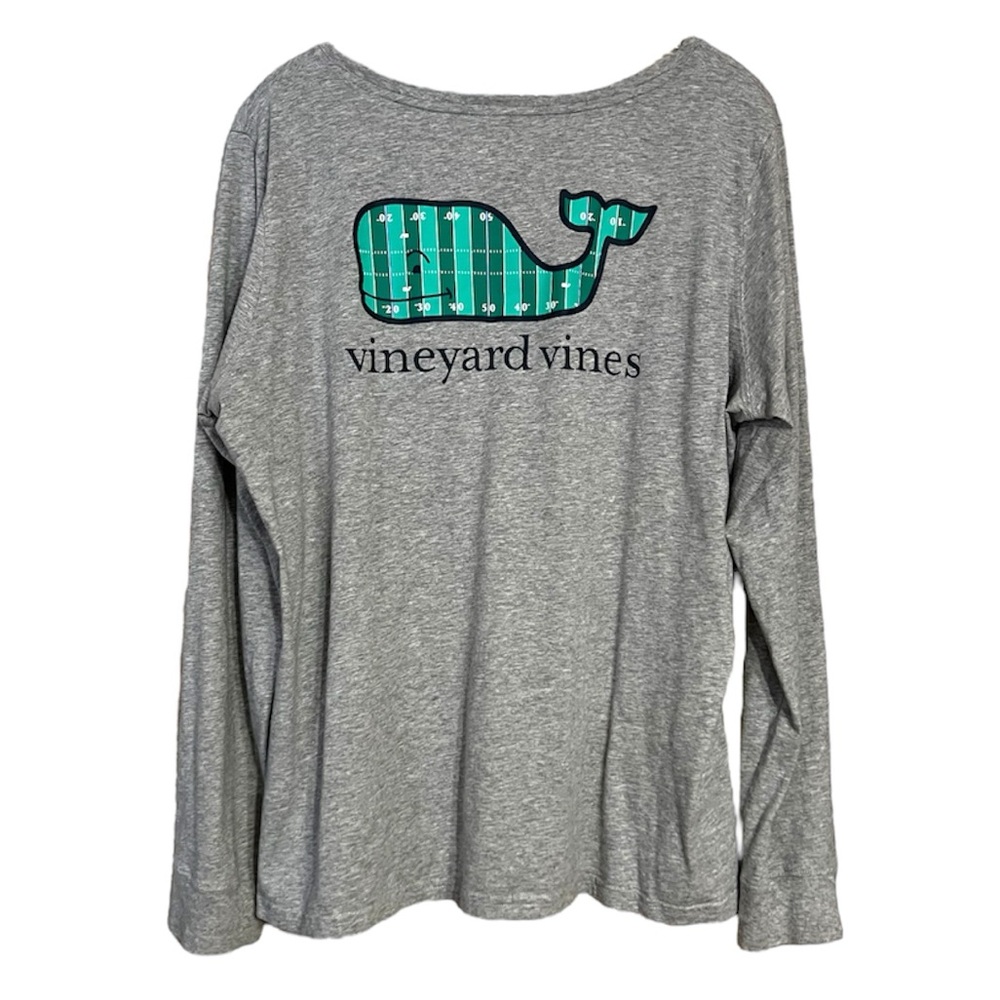 Vineyard Vines Whale Football Gray Long Sleeve Shirt Sz L EUC